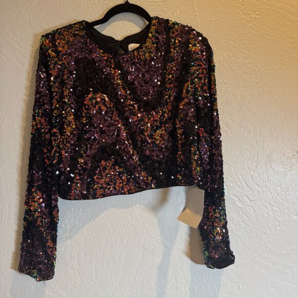 Free People Saylor Drury Cropped Long Sleeve Top Size L NEW WITH TAG‎ - Picture 3 of 12